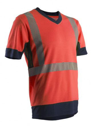 KOMO T-shirt hi-viz Rouge/marine poly-coton ,  classe 2 tail