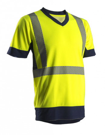 KYRIA T-shirt hi-viz jaune/marine polyester , M classe 2