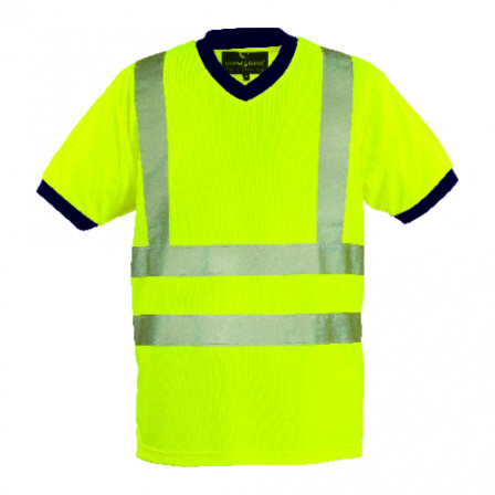 YARD T-shirt col V Hi-viz jaune, 100% polyester, M classe 2