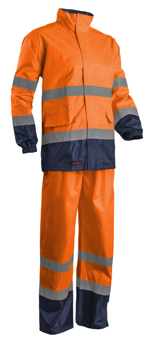 HI WAY Rainsuit hi-viz orange/marine, M classe 3