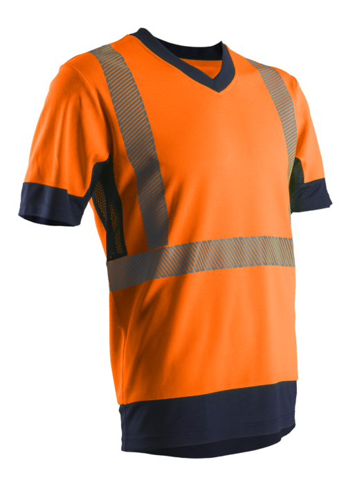 KOMO T-shirt hi-viz orange/marine poly-coton, XXL classe 2