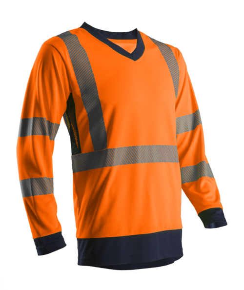 SUNO T-shirt hi-viz orange/marine polyester, L classe 3