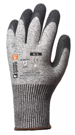 Gants EUROCUT L580 CUT D. HPPE J13 end. latex noir T6