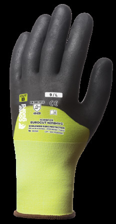 Gants EUROCUT N318HVC CUT B. HPPE J18 jaune 3/4 end.nitr T10