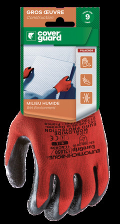 Gants EUROLITE 13L850 J13 PE rouge end. latex noir  T10