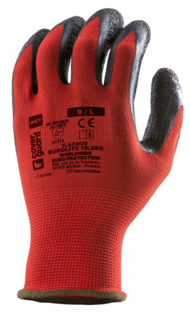 Gants EUROLITE 13L850 J13 PE rouge J13 end. latex noir T8