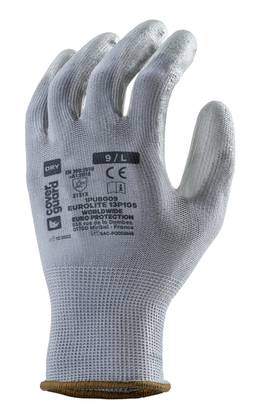 Gants EUROLITE 13P105 J13 PE gris end. PU gris T7