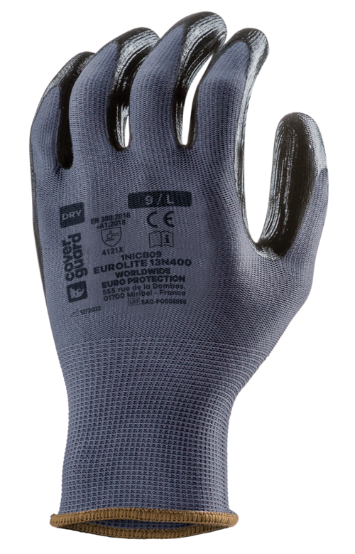 Gants EUROLITE 13N400 J13 PE gris end. nit. Noir T11