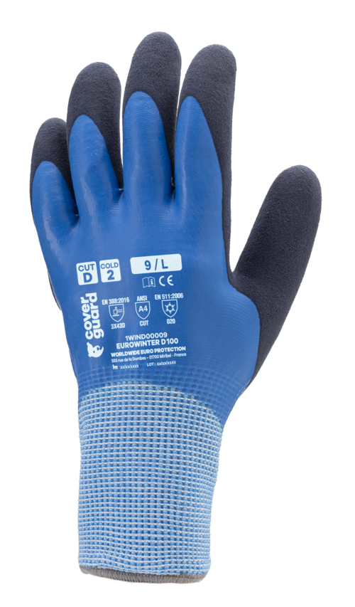 Gants EUROWINTER D100 J13 CUT D. HPPE latex 2 tricots T10