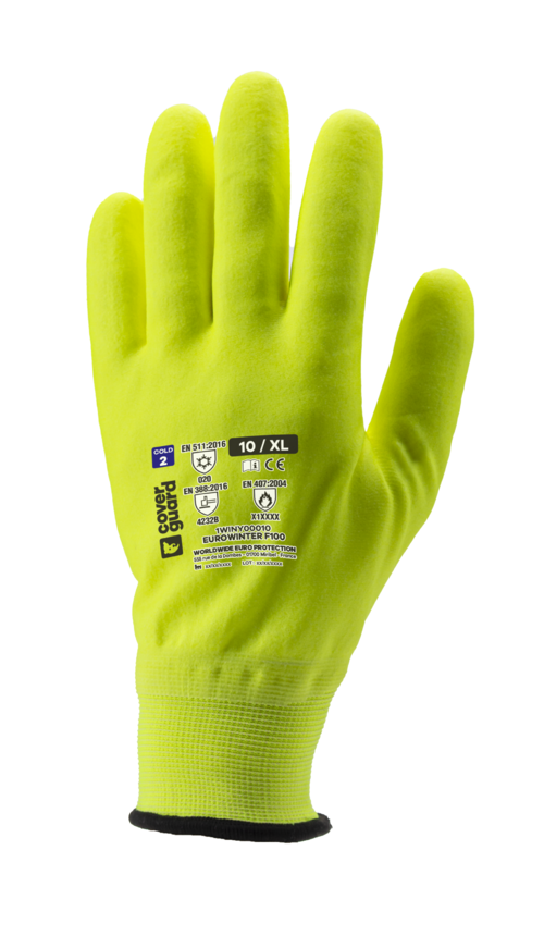 Gants EUROWINTER F100 J15 PA end.mousse nit. jaune main T10