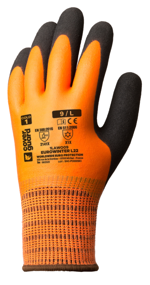 Gants EUROWINTER L22 fourré acryl dble enduction latex T8