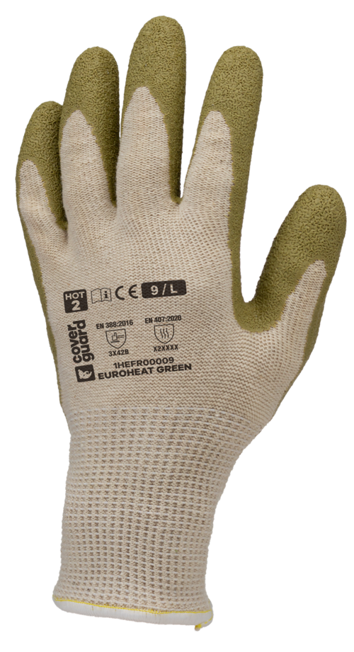 Gants EUROHEAT GREEN J13 RCS cot/PE recyclé latex T10