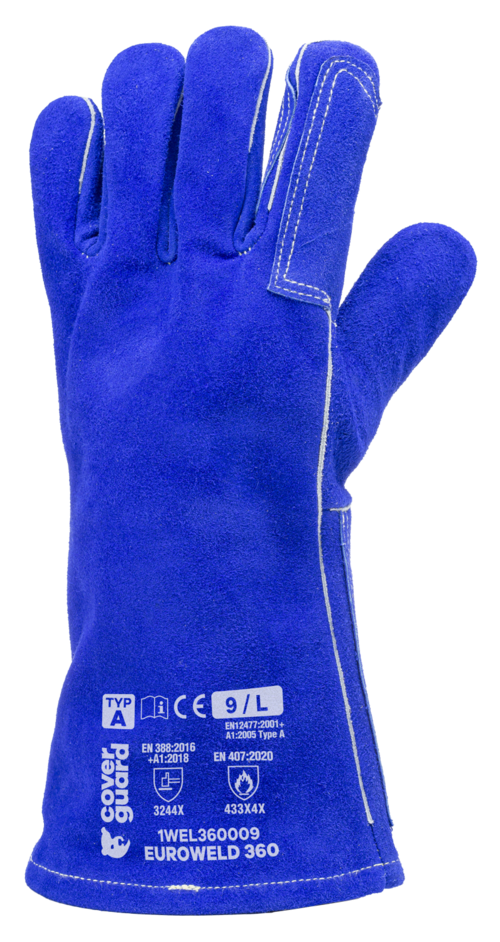 Gants EUROWELD 360 croute vache. bleu, cout. Kevlar, T10