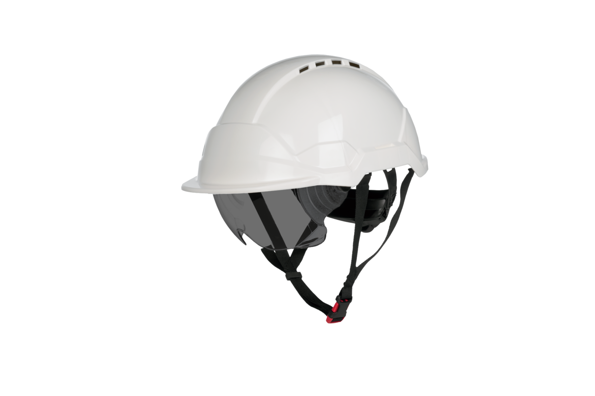 Casque de sécurité PHOENIX WIND ABS blanc LUNETTES TEINTEES