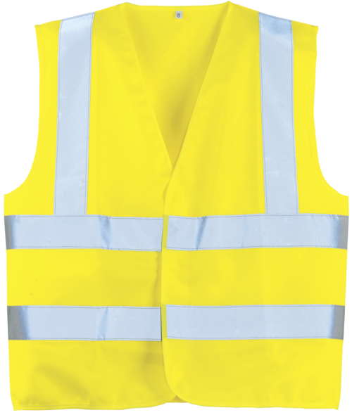 Gilet hi-viz JUNIOR  jaune baudrier + double bande  12/14
