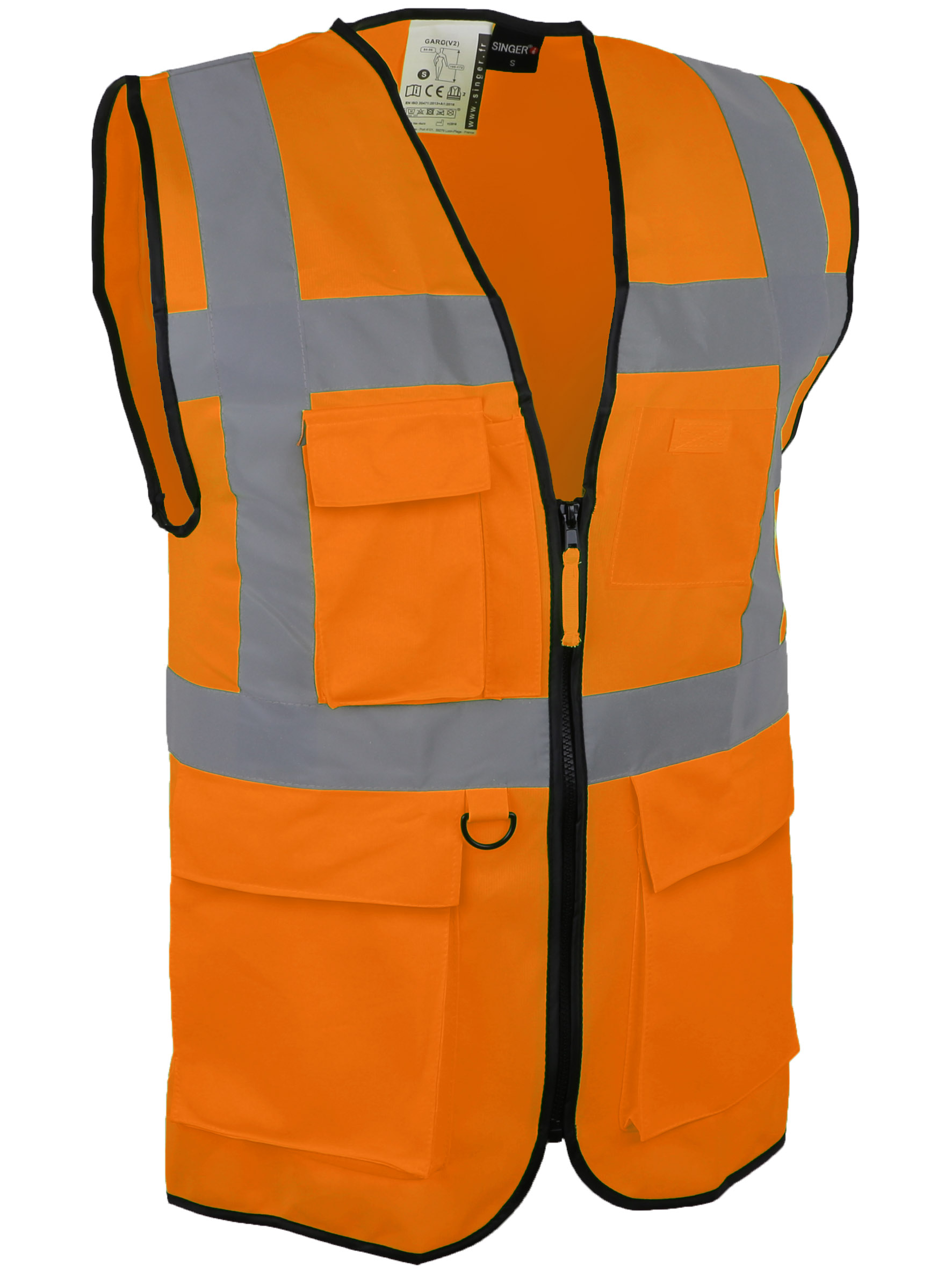 GILET HV ORANGE MULTIPOCHE, S
