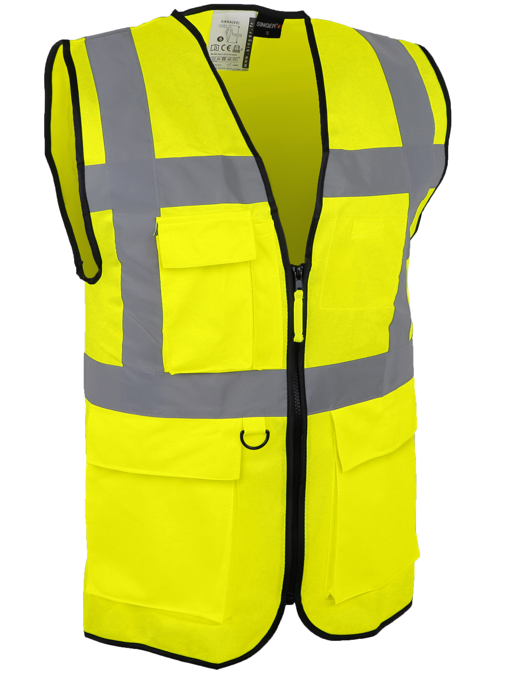 GILET HV JAUNE MULTIPOCHE, M