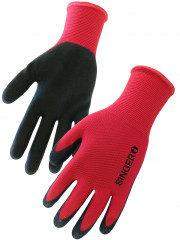 GANTS LATEX NOIR SUR POLY ROUGE 10