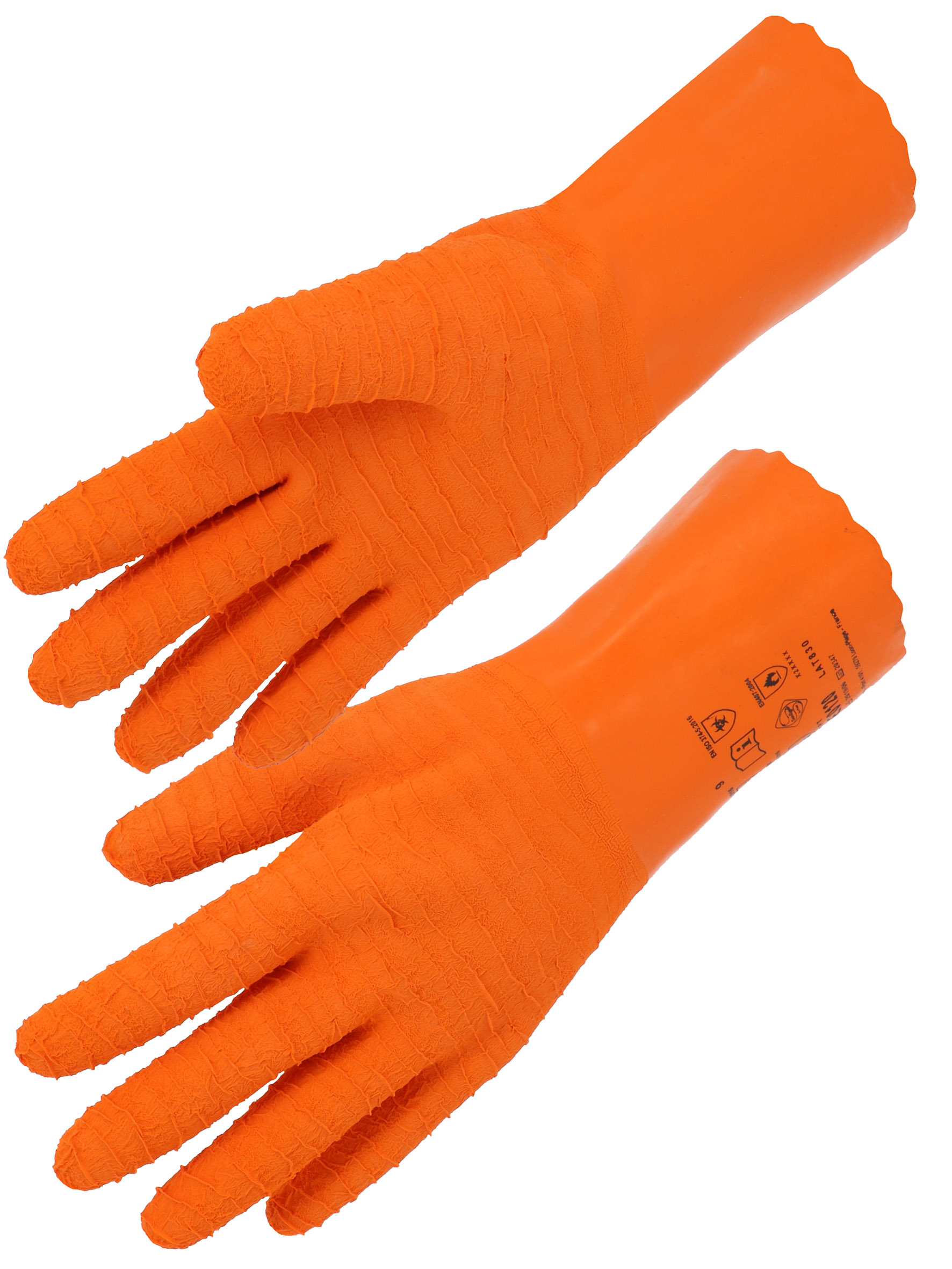 GANTS LATEX ORANGE/INTERLOCK 30CM 9