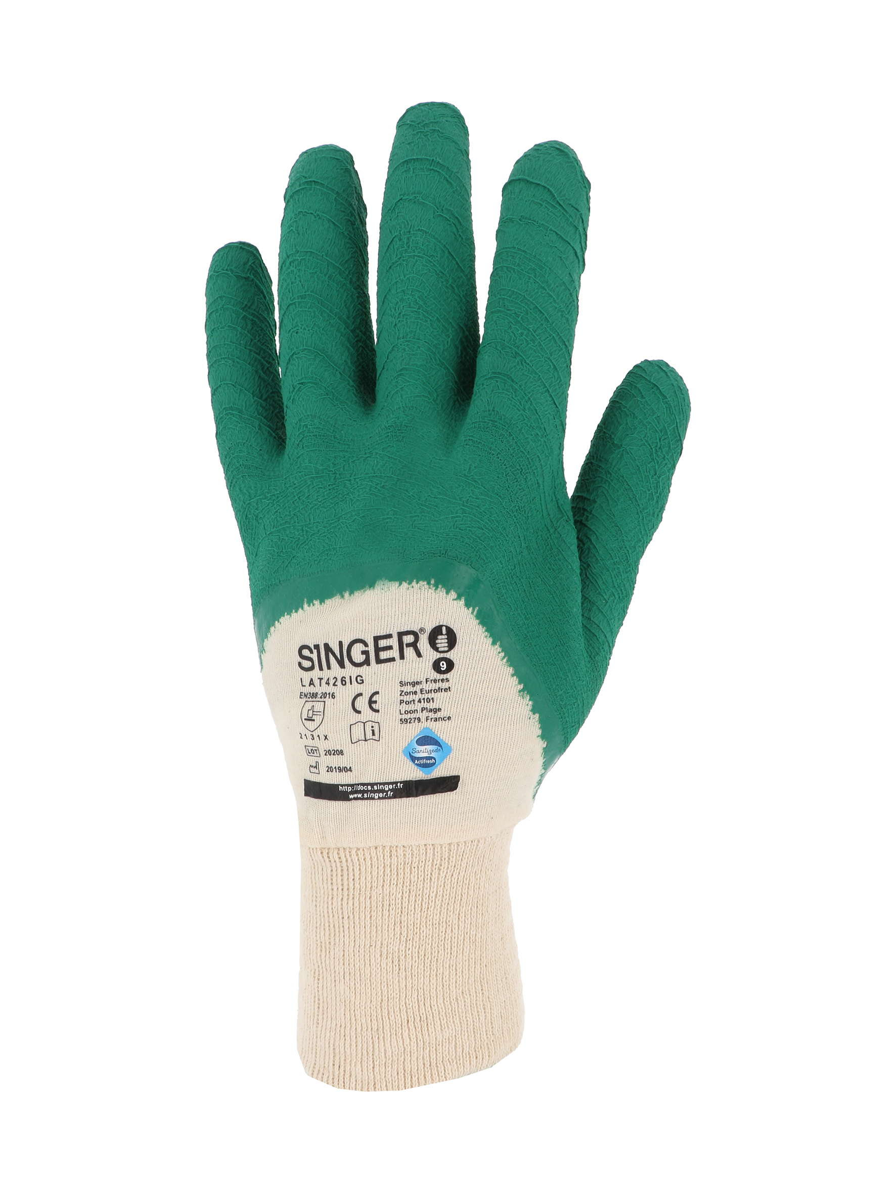GANTS LATEX VERT S/INTERLOCK 10 CA
