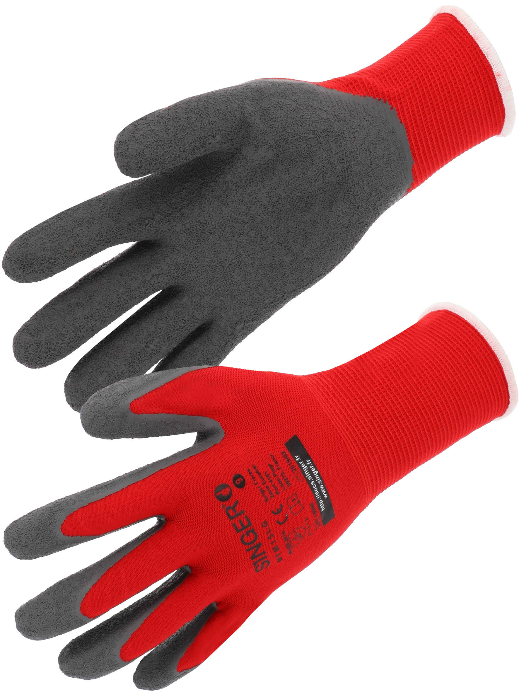 GANTS LATEX GRIS SUR NYLON ROUGE T9