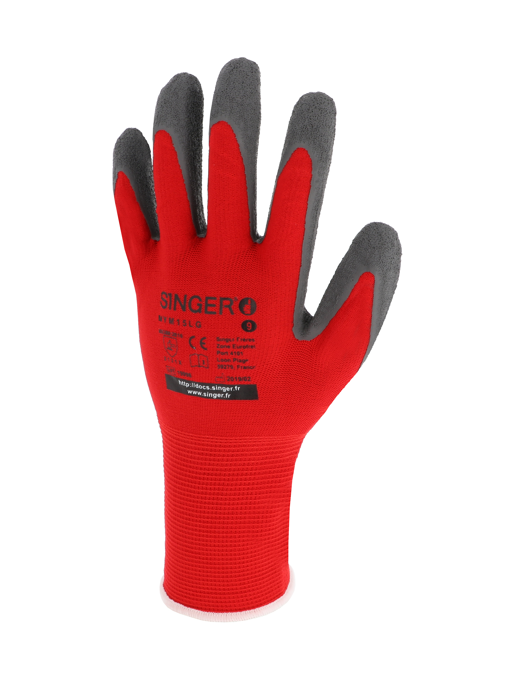 GANTS LATEX GRIS/NYL ROUGE 11 CAV