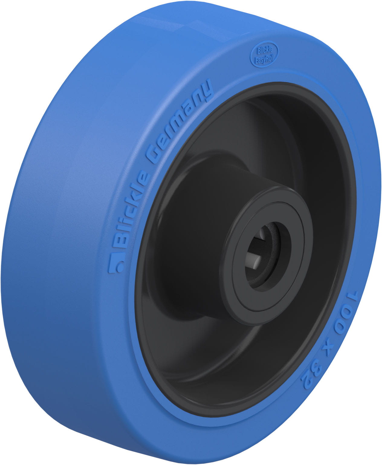 Roue bandage caoutchouc plein élastique « Blickle EasyRoll », non tachant, bleu