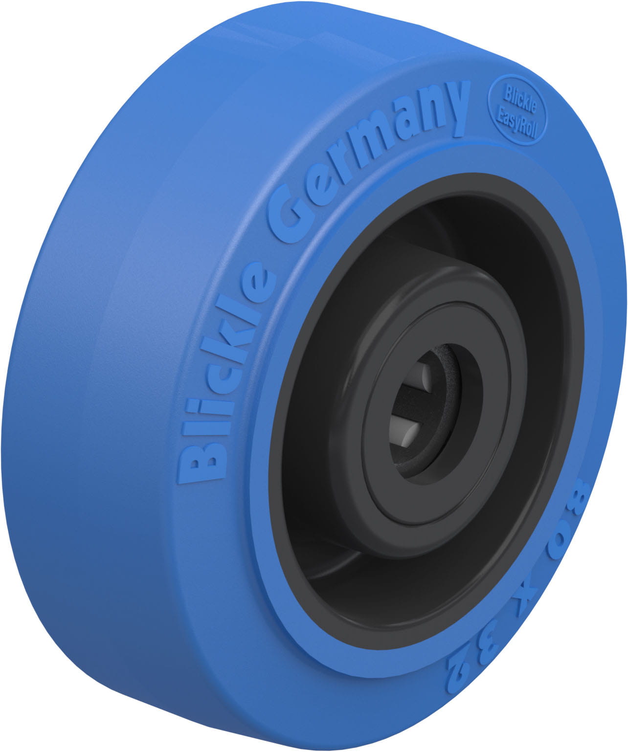 Roue bandage caoutchouc plein élastique « Blickle EasyRoll », non tachant, bleu