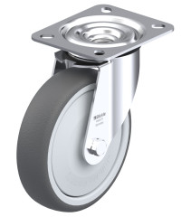 Roulette pivotante polyuréthane thermoplastique avec platine à visser