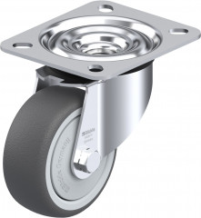 Roulette pivotante polyuréthane thermoplastique avec platine à visser