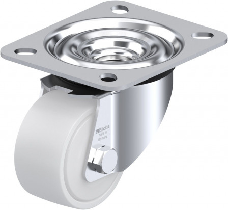 Roulette pivotante polyamide avec platine à visser