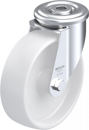 Roulette pivotante polyamide avec trou central