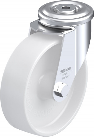 Roulette pivotante polyamide avec trou central