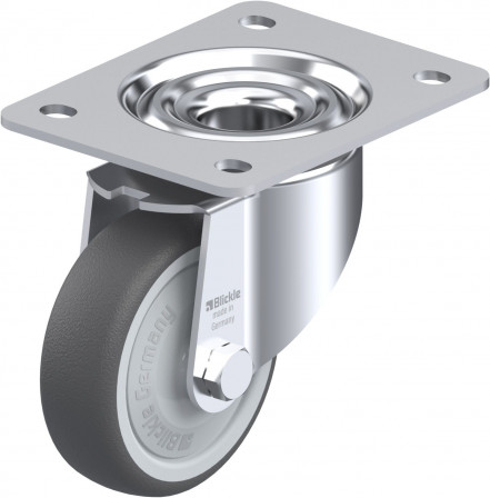 Roulette pivotante polyuréthane thermoplastique avec platine à visser
