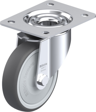 Roulette pivotante polyuréthane thermoplastique avec platine à visser