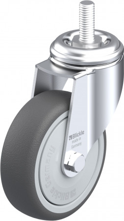 Roulette d’appareil pivotante polyuréthane thermoplastique avec trou central et tige filetée