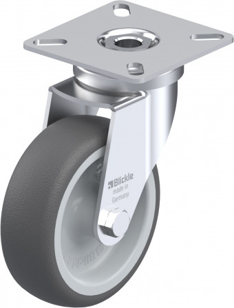 Roulette d’appareil pivotante bandage polyuréthane thermoplastique avec platine à visser