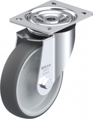 Roulette pivotante polyuréthane thermoplastique avec platine à visser