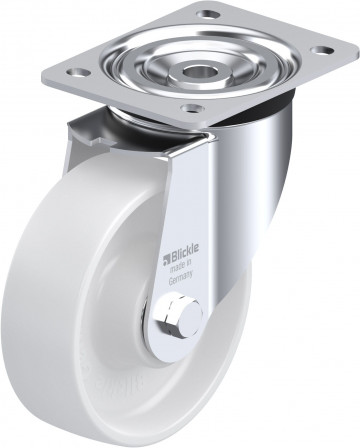 Roulette pivotante polyamide avec platine à visser