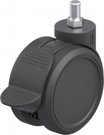 Roulette jumelée pivotante polyuréthane thermoplastique, avec blocage de roue “Radstop”