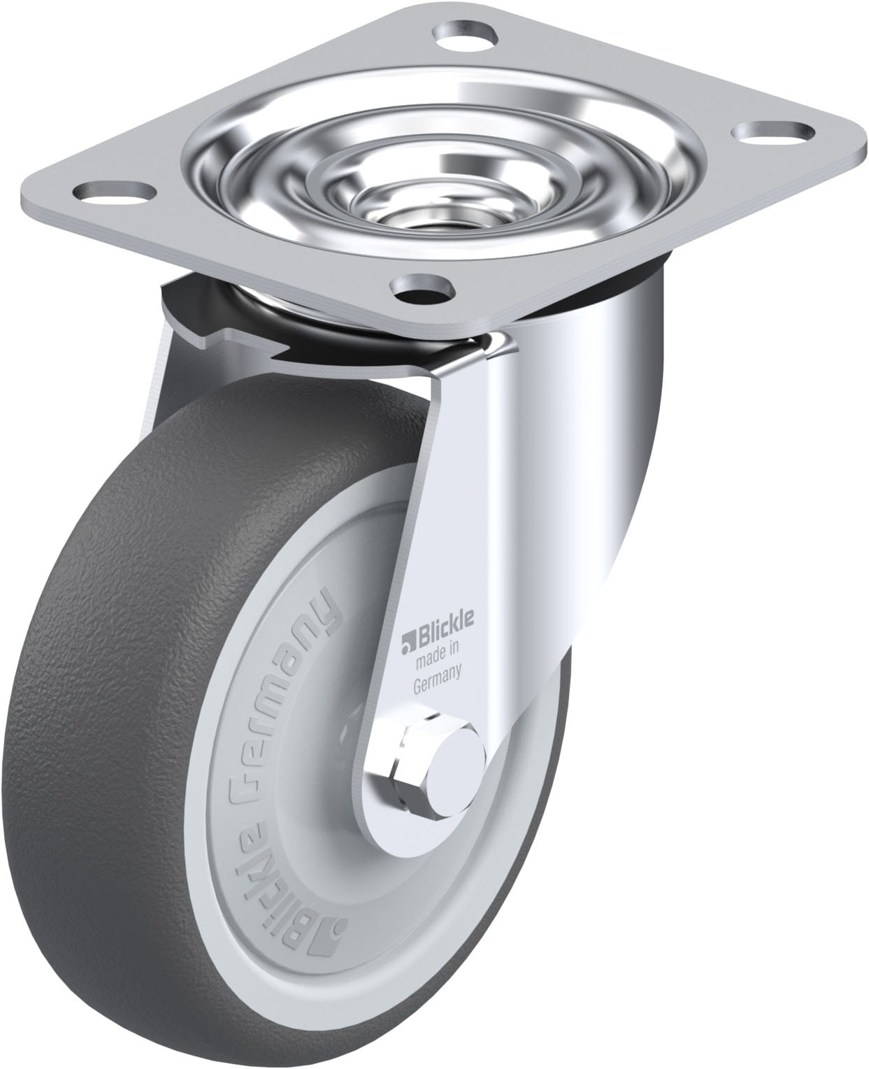 Roulette pivotante polyuréthane thermoplastique avec platine à visser