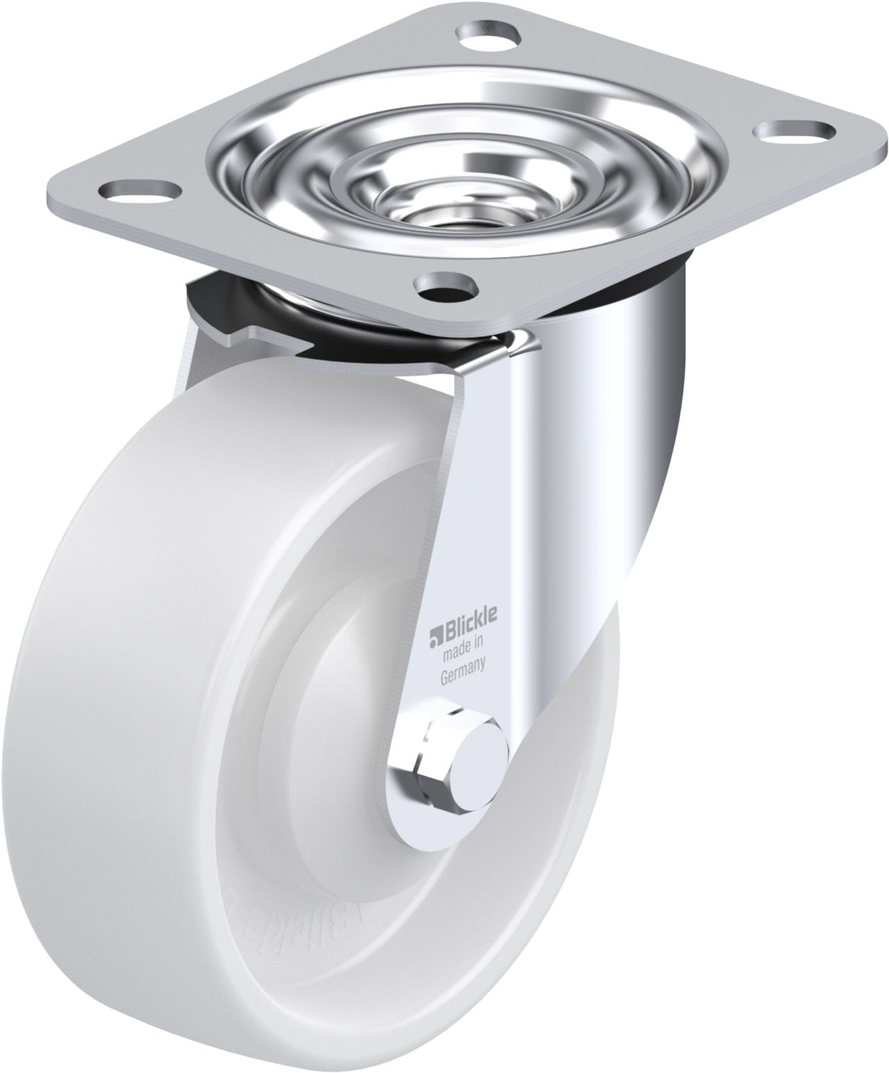 Roulette pivotante polyamide avec platine à visser