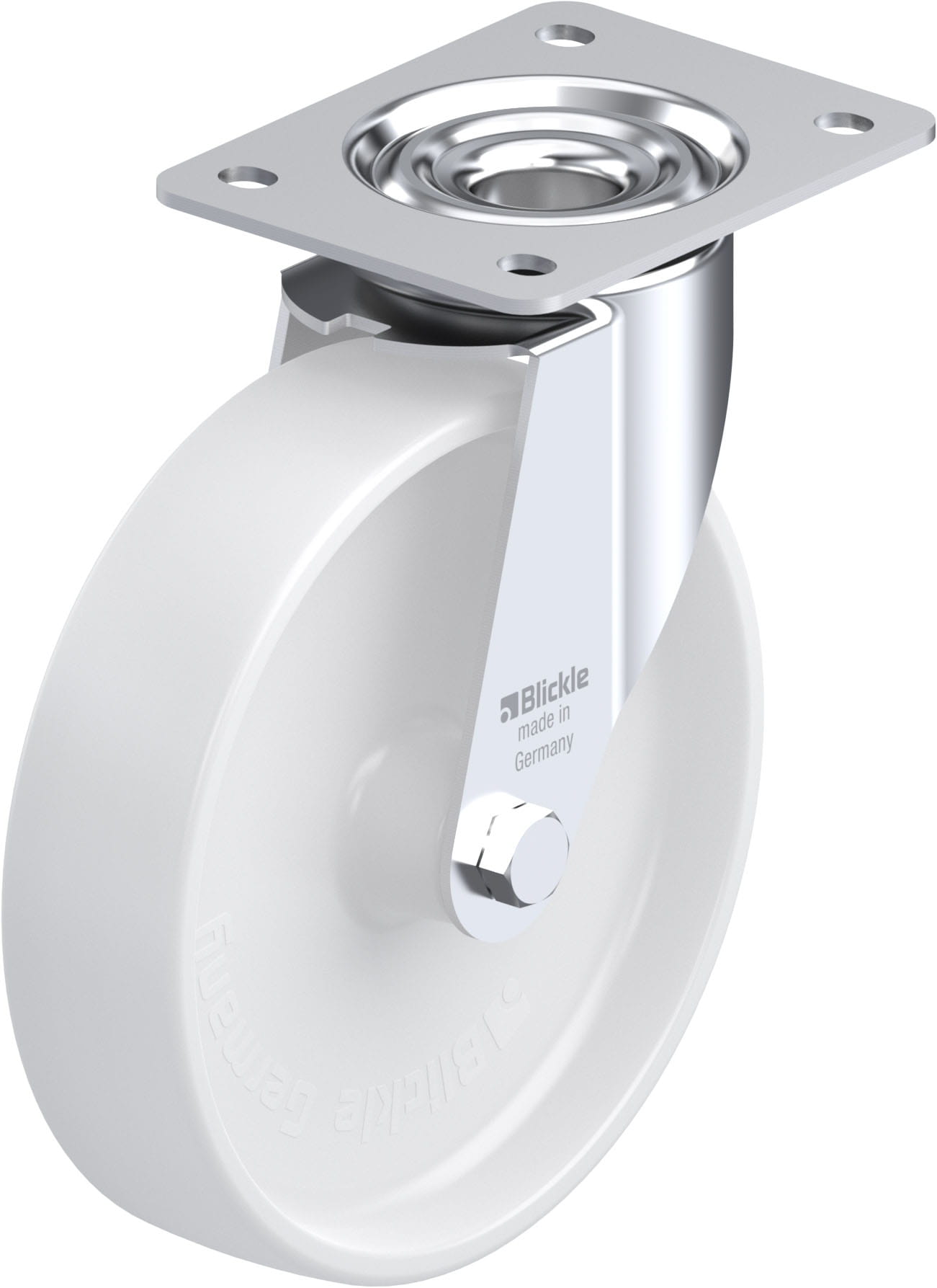 Roulette pivotante polyamide avec platine à visser