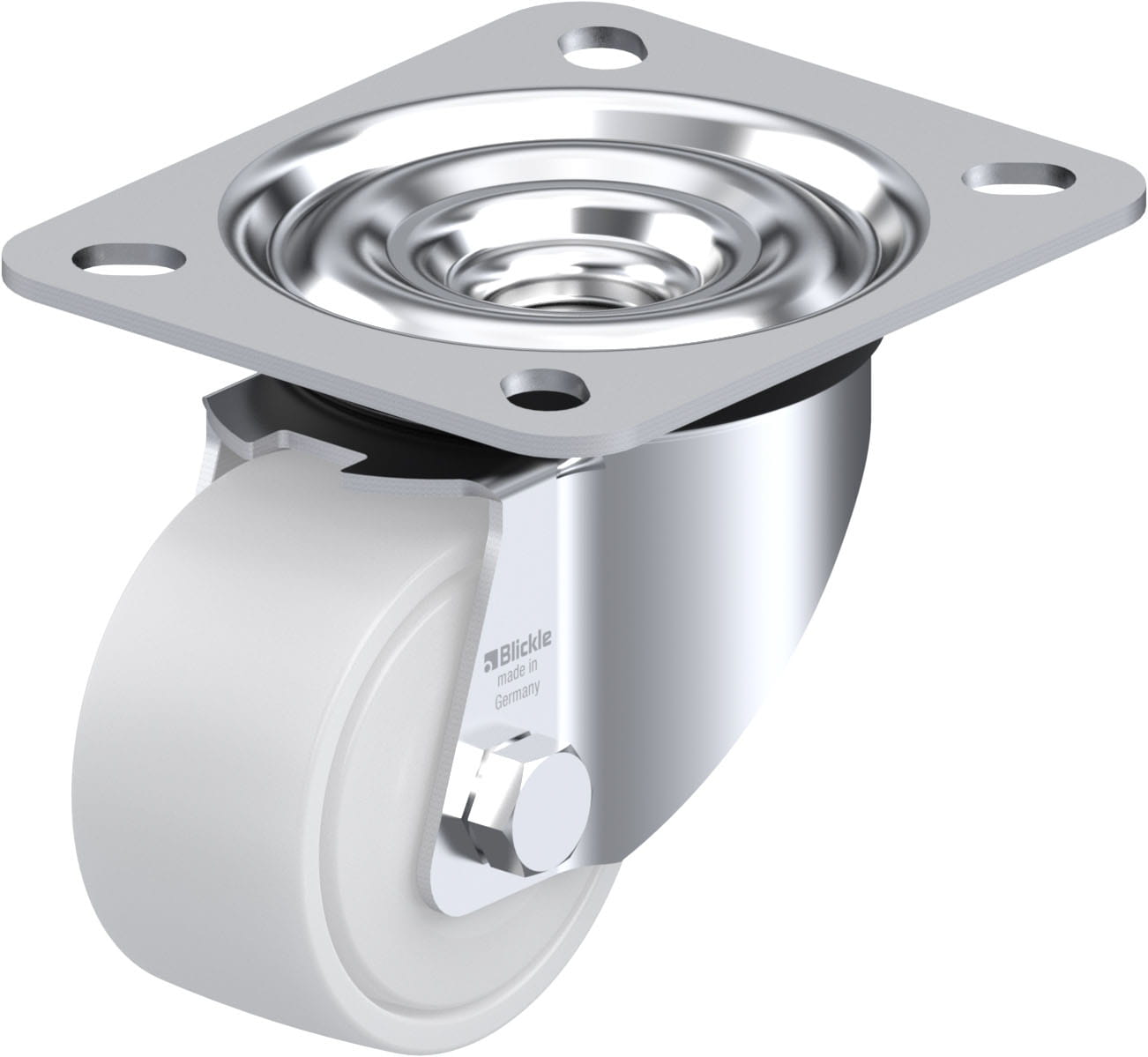 Roulette pivotante polyamide avec platine à visser