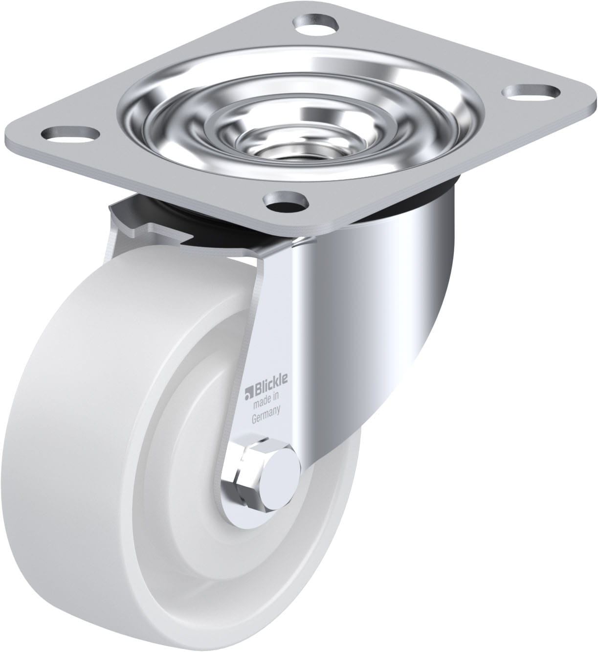 Roulette pivotante polyamide avec platine à visser