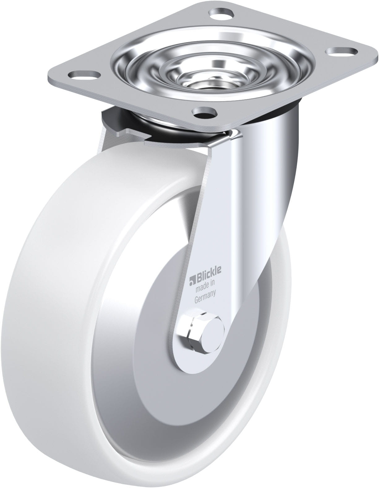 Roulette pivotante polypropylène avec platine à visser