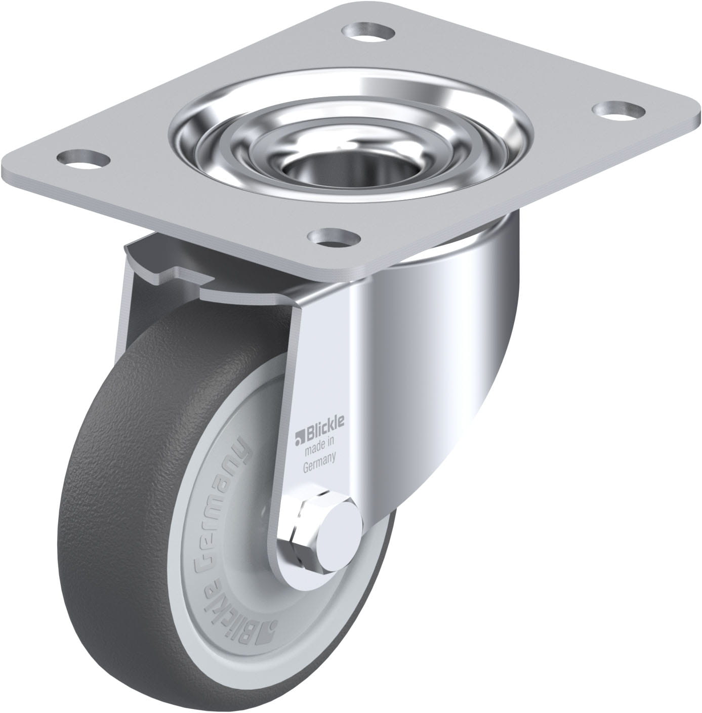 Roulette pivotante polyuréthane thermoplastique avec platine à visser