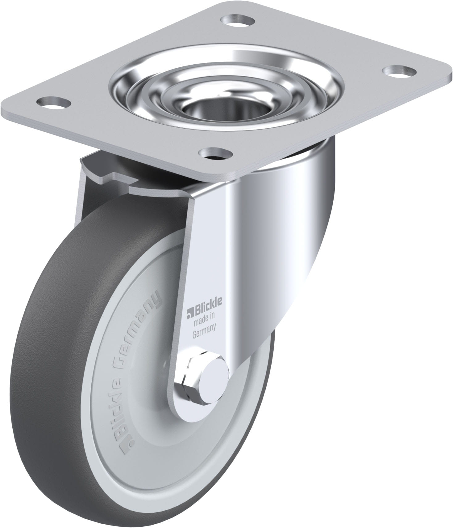 Roulette pivotante polyuréthane thermoplastique avec platine à visser