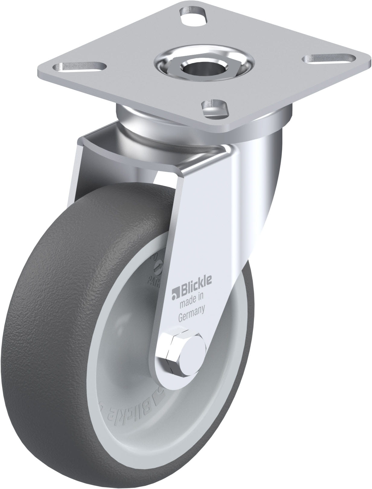 Roulette d’appareil pivotante bandage polyuréthane thermoplastique avec platine à visser