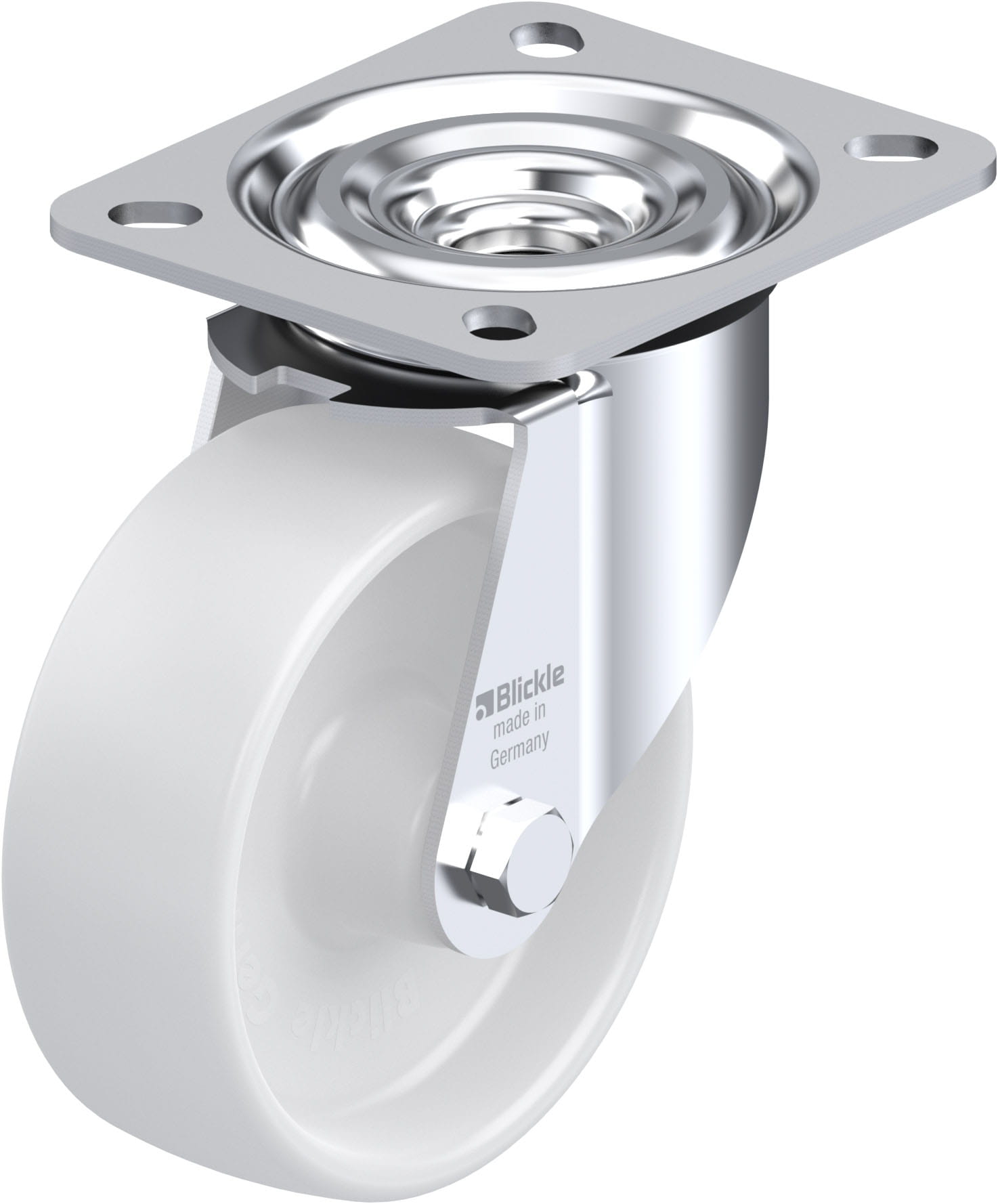 Roulette pivotante polyamide avec platine à visser